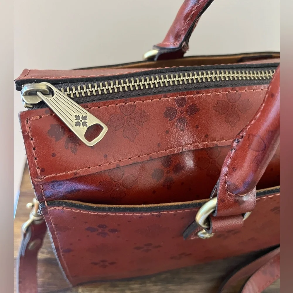 Patricia Nash Josselin Signature Floret Print Satchel Bag Tan